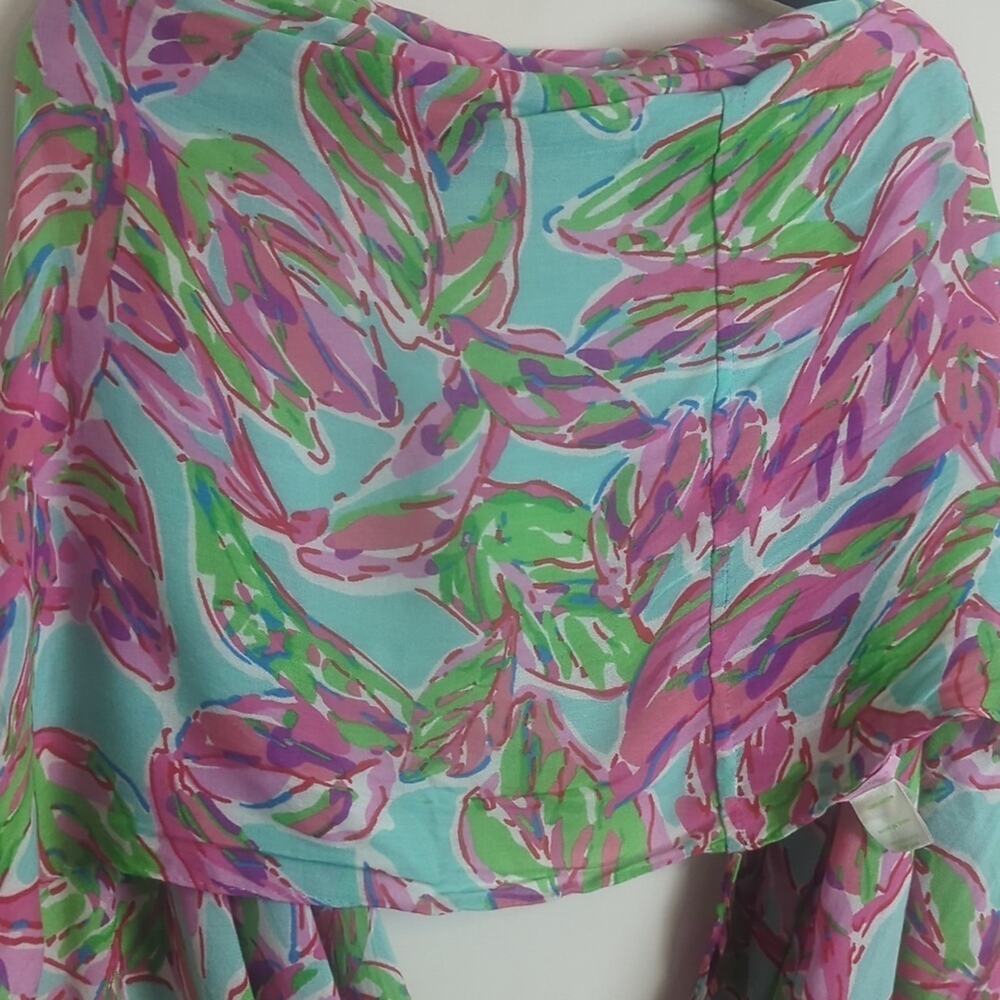 Lilly Pulitzer Infinity Scarf Pink Turquoise Style #4628 Tropical Resort Wear - Picture 2 of 8